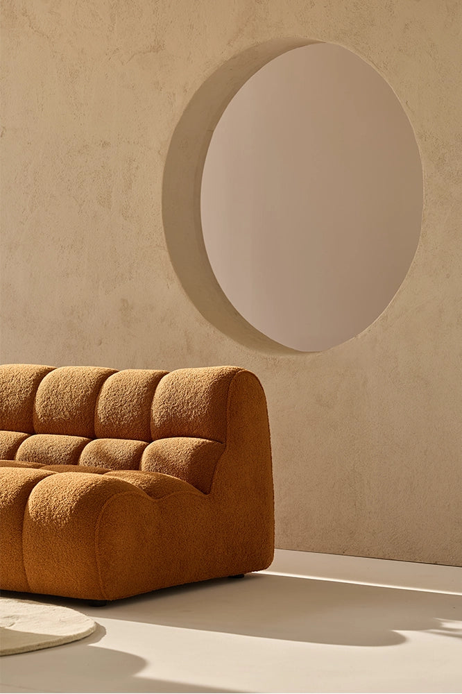 Nude 3-seater sofa upholstered in white, 206 cm